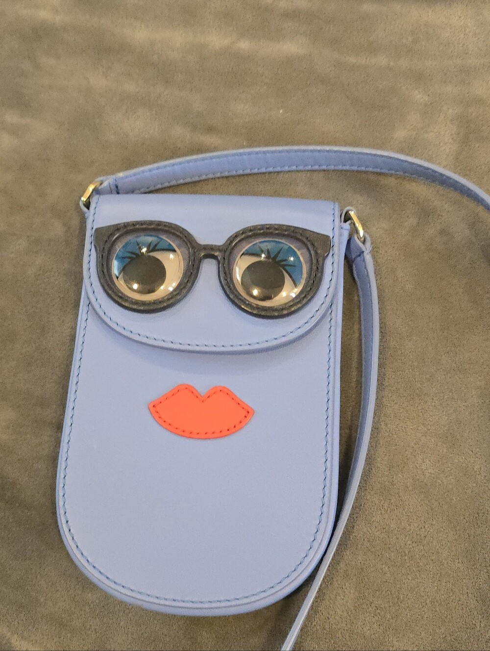 Tory Burch Face Motif Leather Phone Crossbody